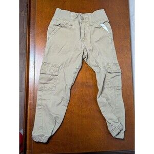 Wrangler Toddler Boys Khaki Cargo Jogger Pants Size 4T Elastic Waist Tan Cotton